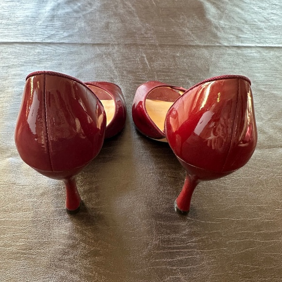Cole Haan Burgundy Patent with Suede Open Toe D’Orsay Heels - 9 - Picture 3 of 6